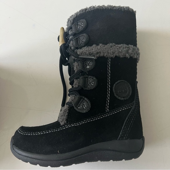 - Timberland Zesta Suede Tall Toddlers Boots Black Leather 84873 Winter Wo… - Picture 4 of 12